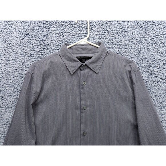 John Varvatos Button Up Shirt Mens M Long Sleeve Lightweight Striped Office Gray - Picture 3 of 11